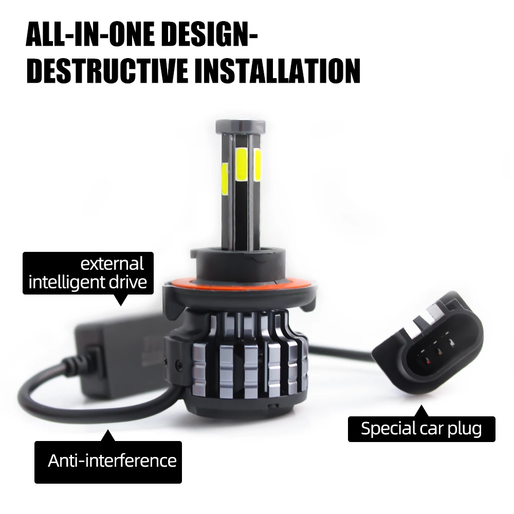 cheap auto h4 9004 9005 9006 9007 h7 h11 car 4 sides 6 sides 8sides S4 X7 best super bright led headlight bulb
