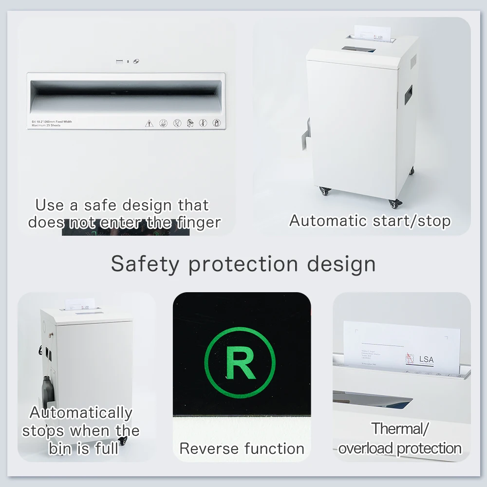 100L Auto Oiling System Paper Shredder Machine Heavy Duty 25Sheets Non-Stop Cut CD Card P-4 3*25 Applicable to large enterprises