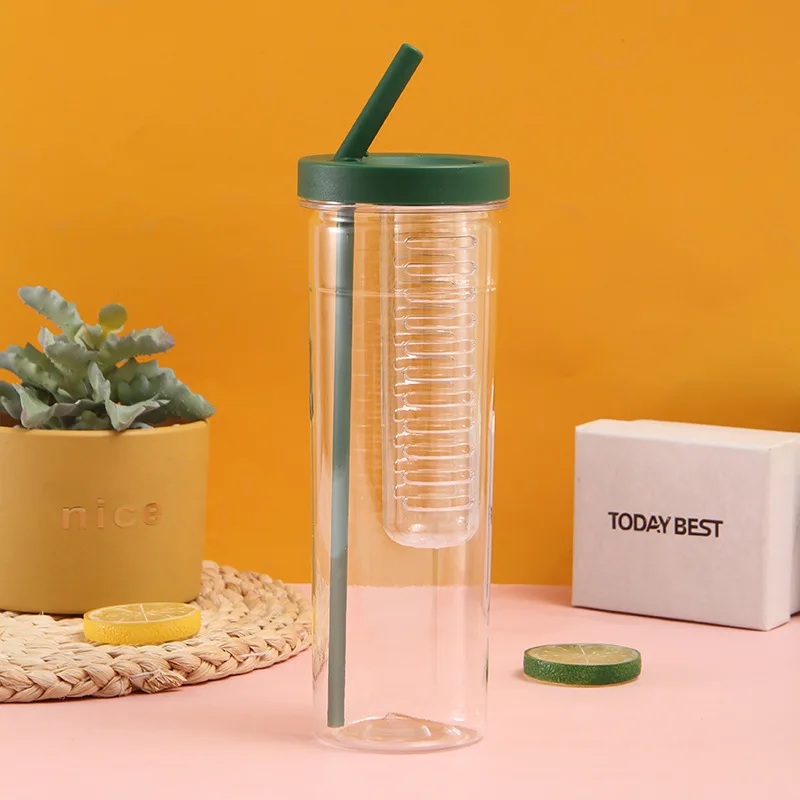 Factory Outlet 700 Ml Plastic Fruit Infuser Juice Water Bottle Bpa Free With Filter And Straw