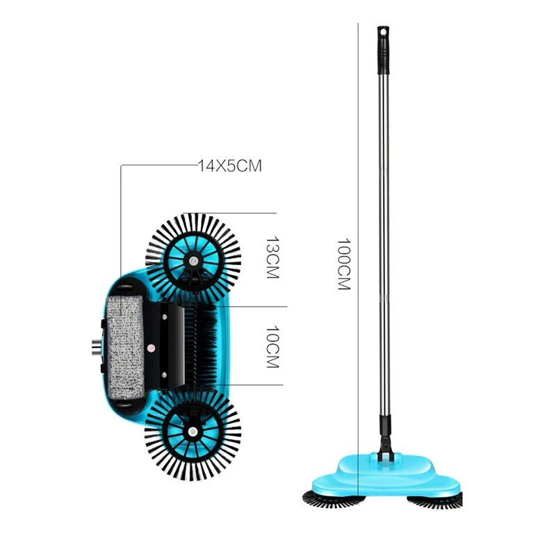 Topwill New Easy Home Mini Smart 360 Rotating Cordless Hand Push Walk Behind Power Household Floor Broom Sweeper With Drag