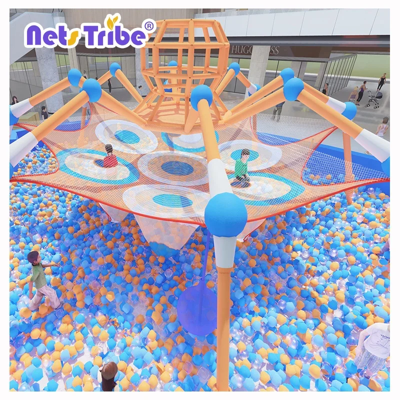 Factory new design nylon rope kids indoor playground equipment  climbing net with ball pool