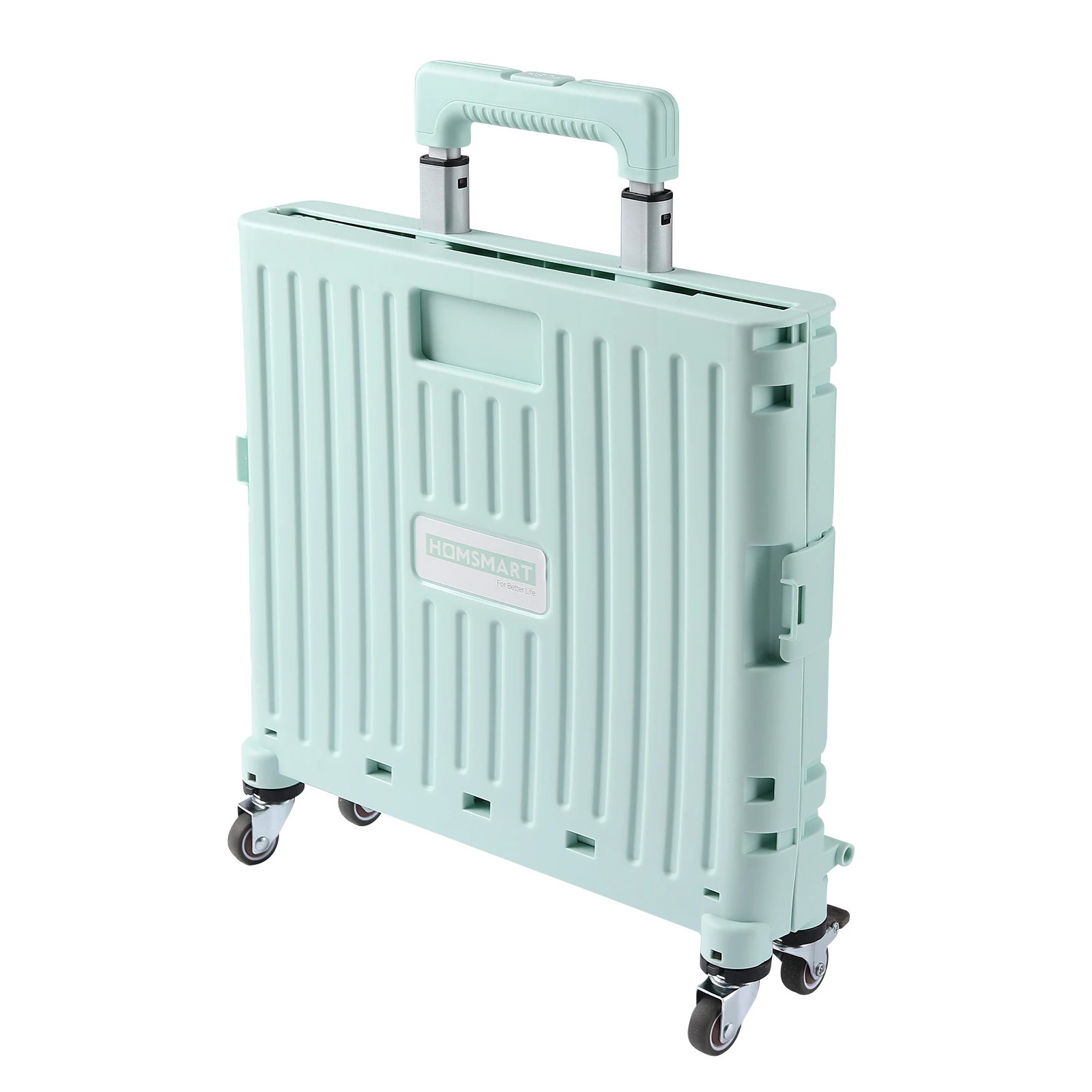New korea style four wheels super market trolley plastic foldable trolley cart with 50KG load capacity