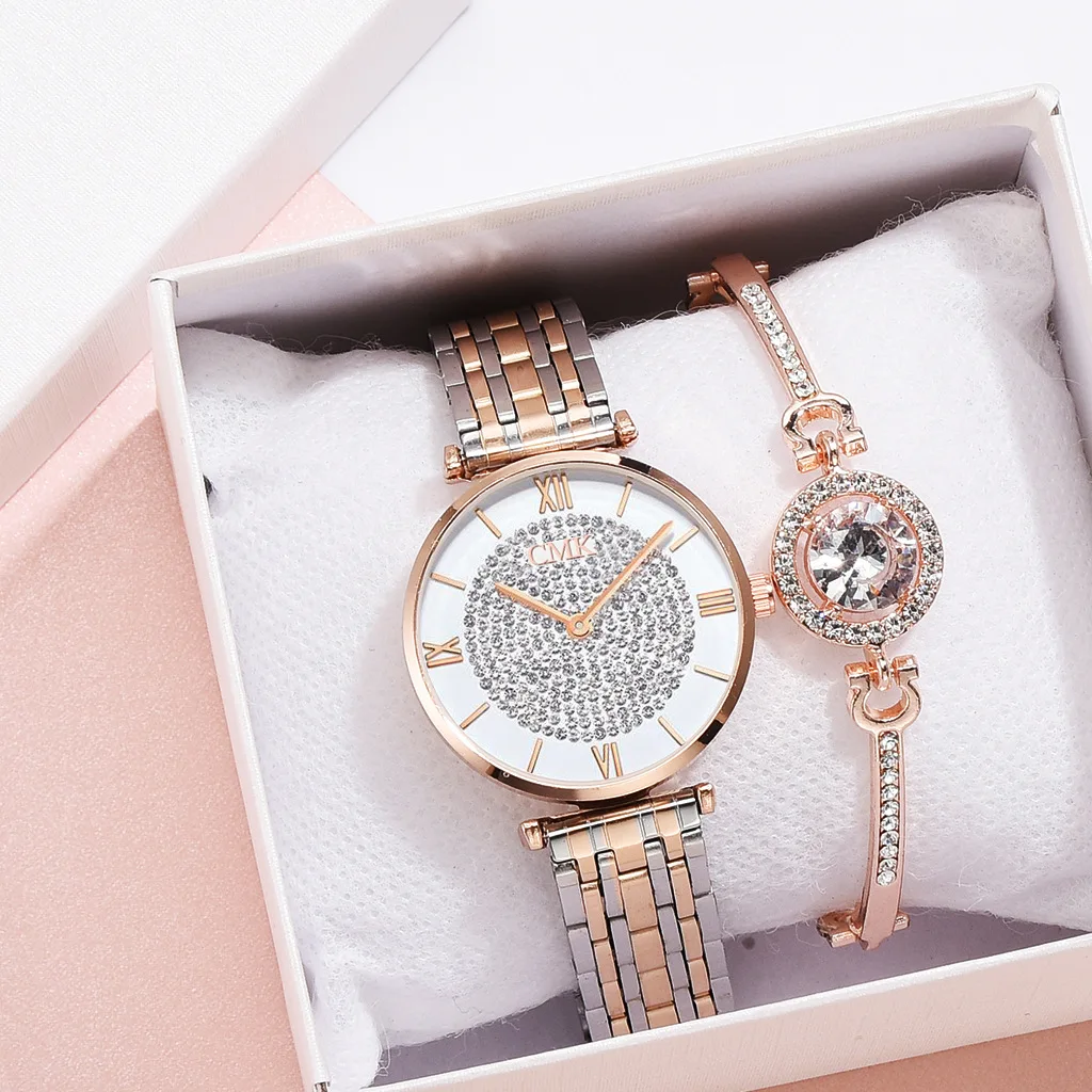 Hot sell Stainless Steel Mesh Water Resistant rhinestone crystal diamond women watches wristwatch