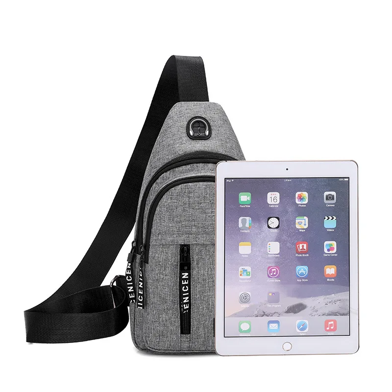 Sling crossbody chest bag men 2022 backpack custom messenger bags with usb connector
