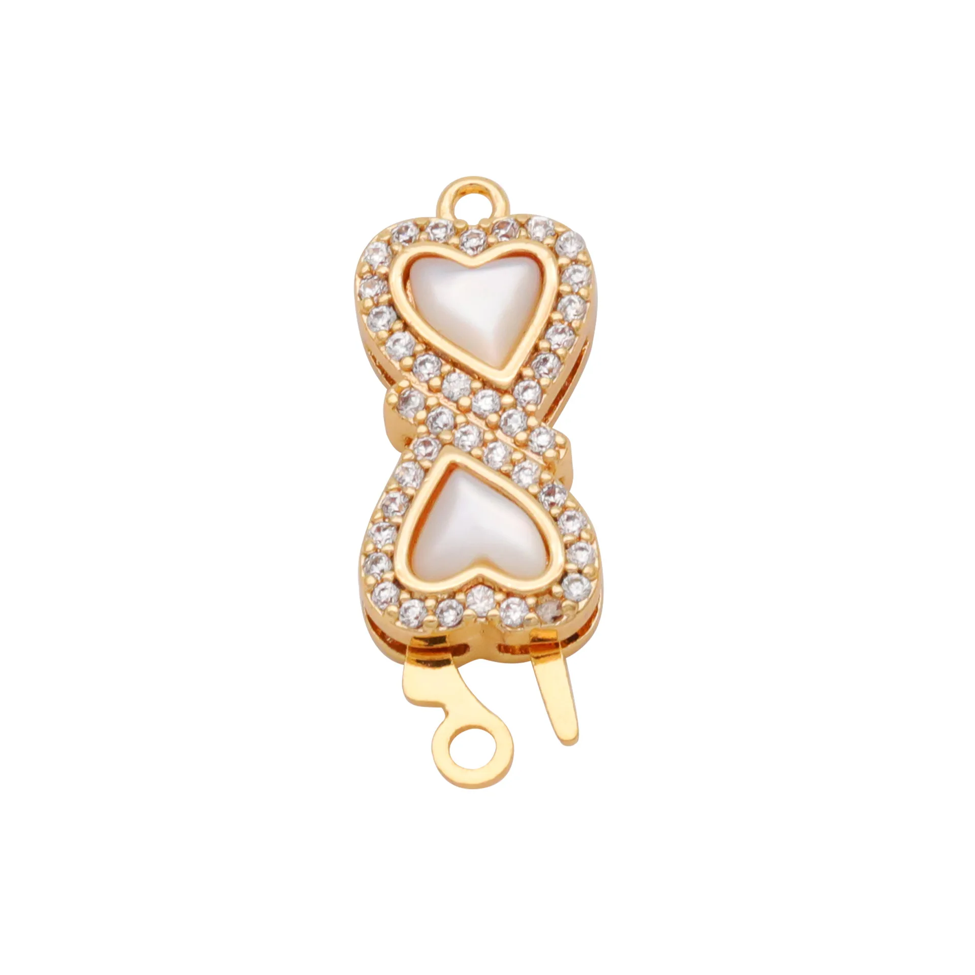 Pearl necklace ending buckle wholesale high-end micro-inlaid white mother-of-pearl connection buckle diy jewelry buckle