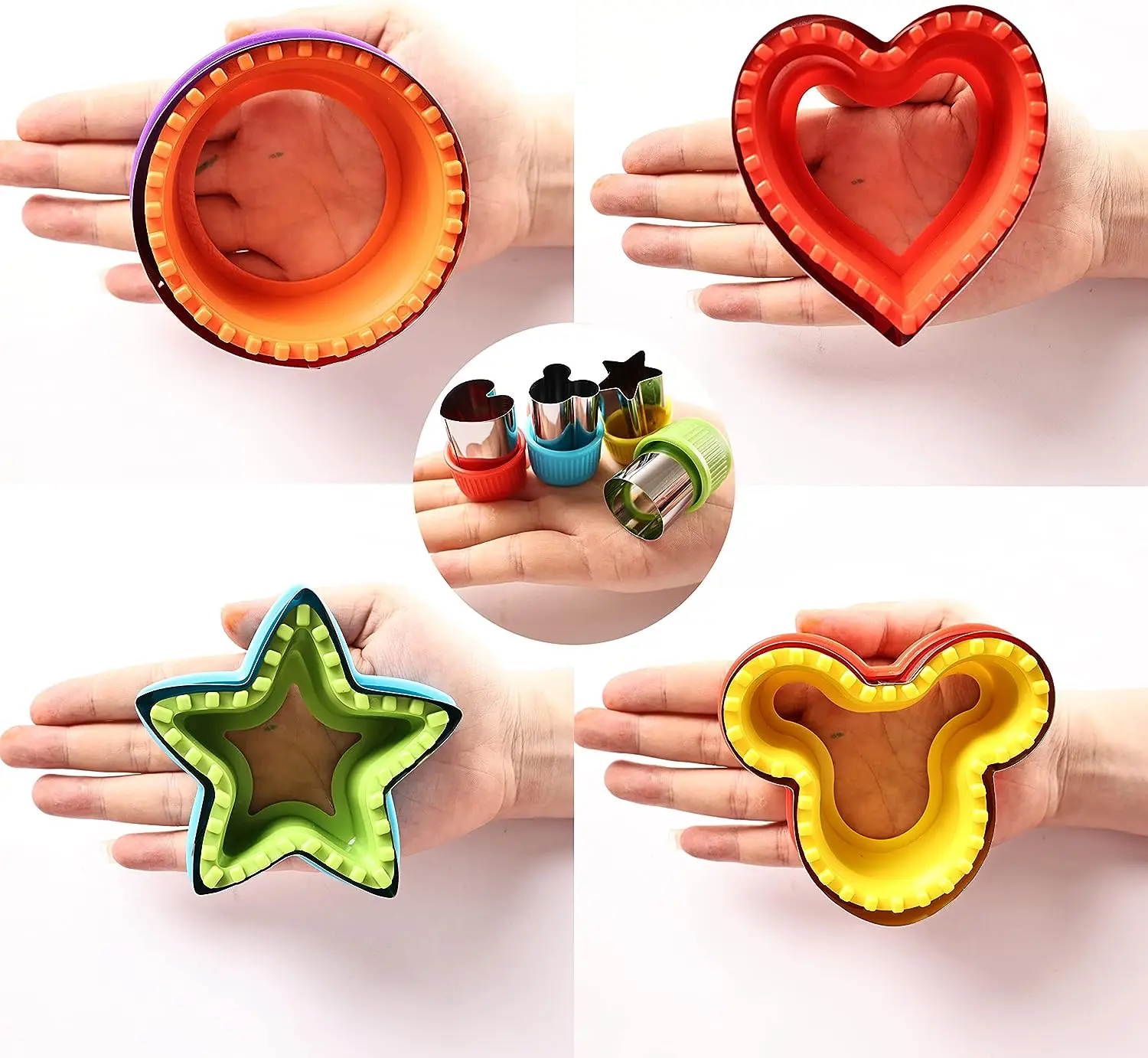 Hot shape 8pcs set Sandwich Bread Cookie Cutter Mould Plastic and stainless steel Sandwich Cutters For Kids