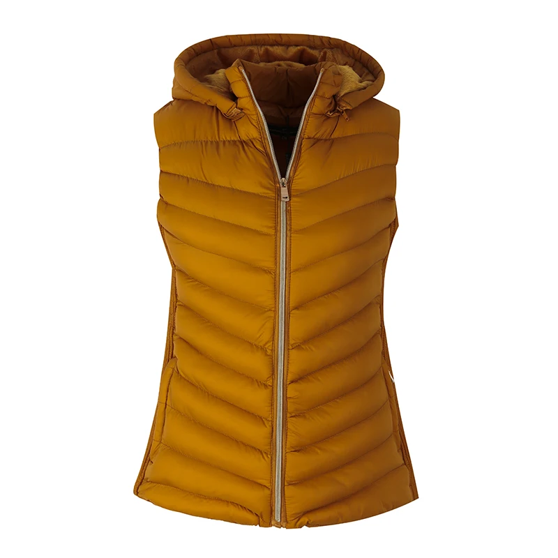 
Orange Slim Padded Hooded Wholesale Jacket Puffer Vest Women 