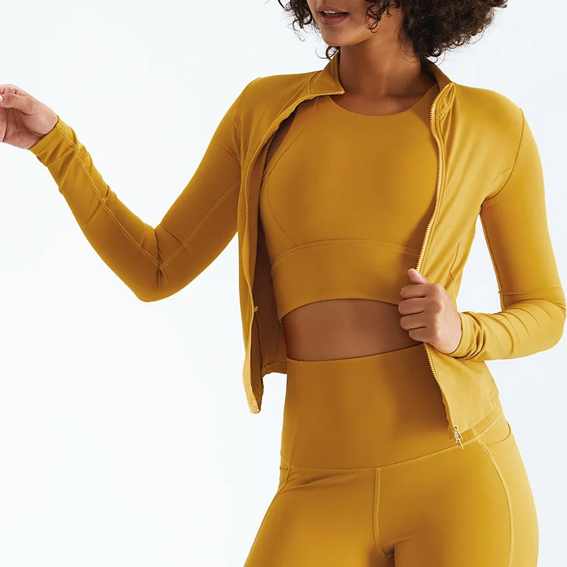 Recycled yoga set lulu sportswear long sleeve women sports jacket and pants