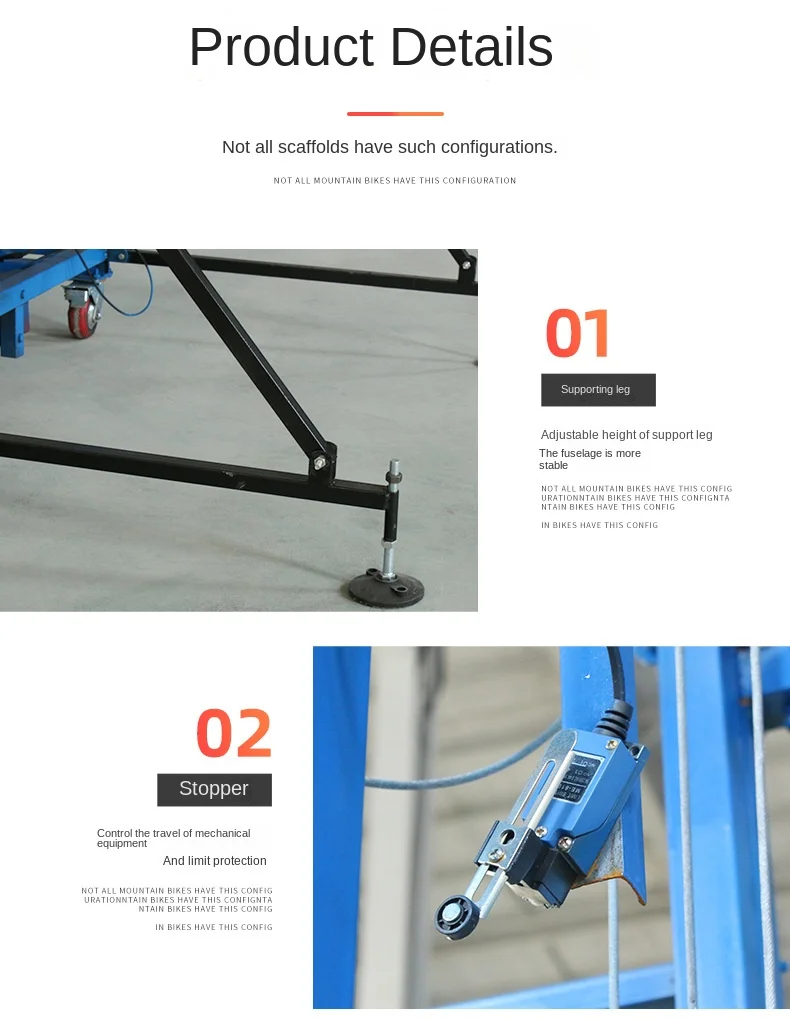 2-8M 500KG Remoto Control Electric Lifting Ladder Scaffolding Mobile Telescopic Folding Platform