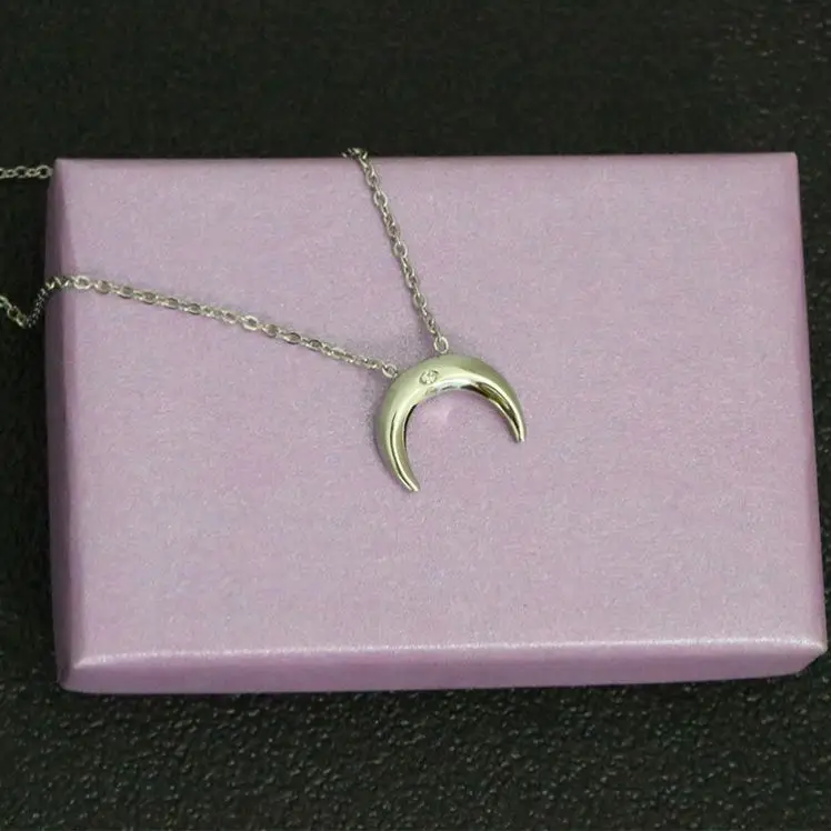 Wholesale Stainless Steel Simple Gold Chain Imagination Shine Necklace Crescent Necklace