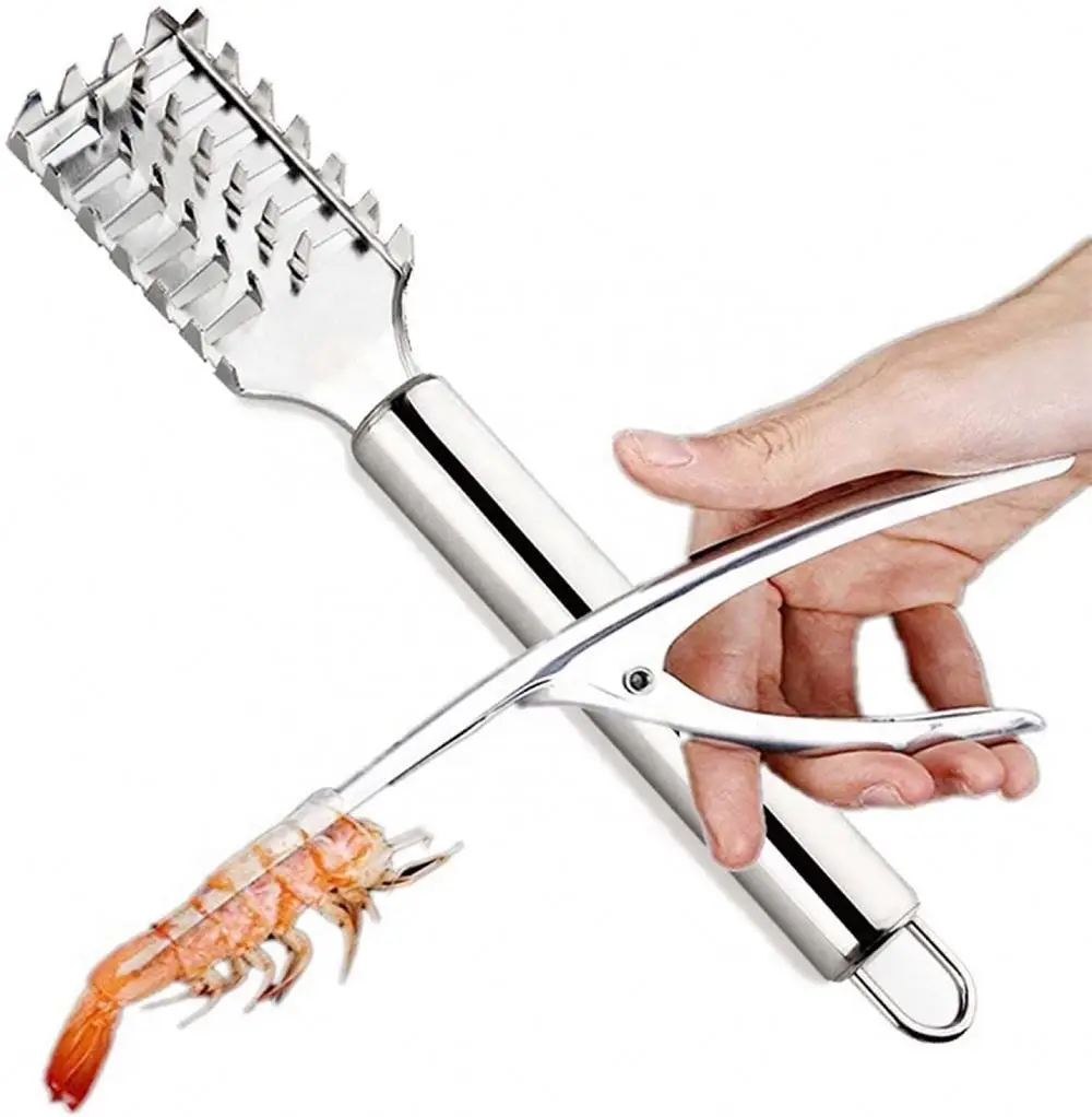 Stainless Steel Prawn Peeling Device Kitchen Tools Fish Scaler and  Shrimp Prawn Peeler