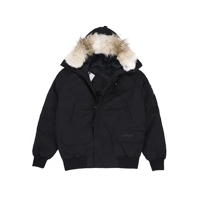 E01Z Canada CG Winter Chi11iwack Bomber Jackets Wolf Fur Goose Windproof High Quality Men Cars0n Expediti0n Down Warm Parkas