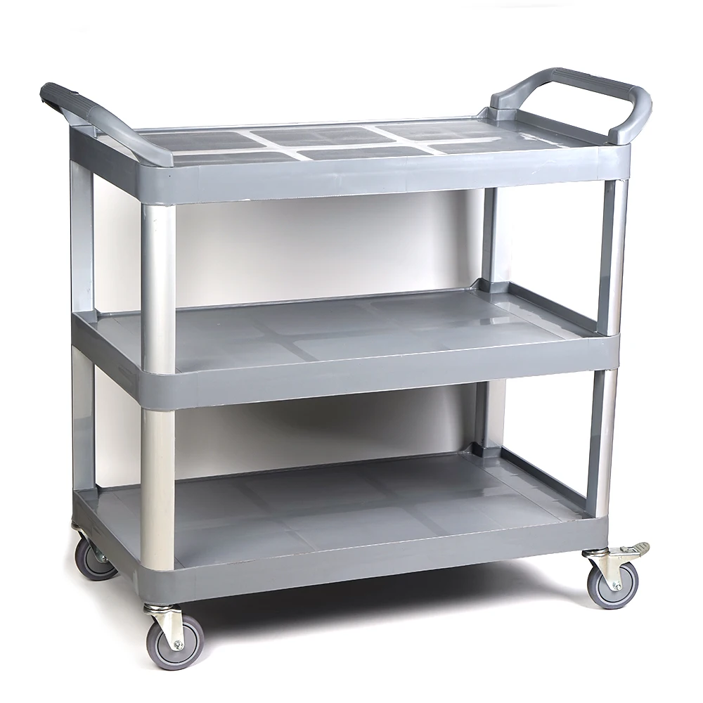 Wholesale 3-Tier Plastic Food Serving Trolley Kitchen Equipment for Dining Service Restaurant Food Cart Service Trolley