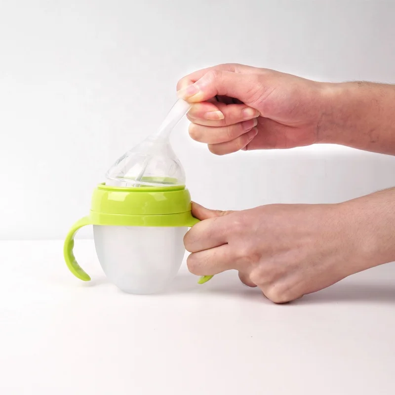 Wholesale New Wide Neck Newborn Set Sterilizer Small Baby Bottles Feeding Bottle With Handle Straw For Baby