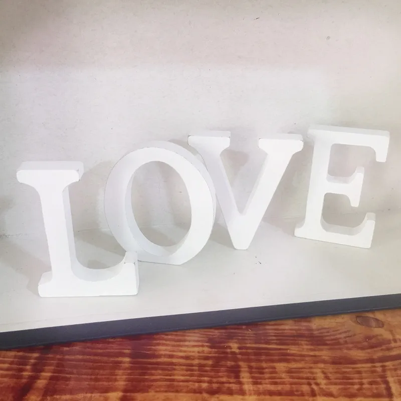 Stock 27 English Letters Adornment Trojan White Wood Products Home Wedding Decoration