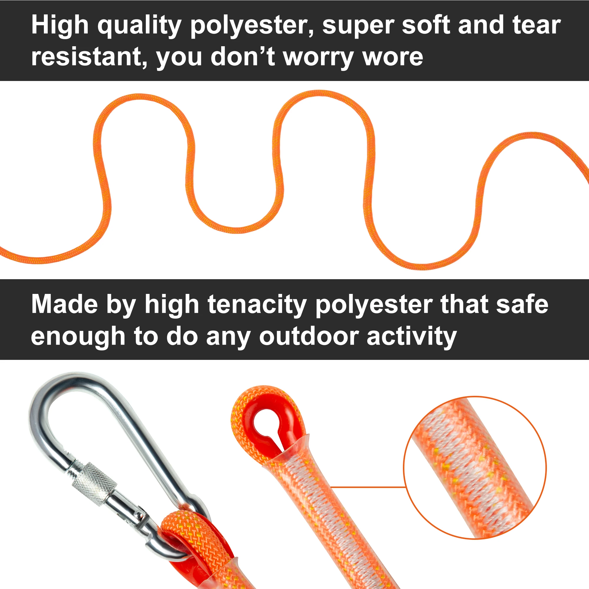 climbing rope dog leash 10 11 12 14mm colorful outdoor dynamic nylon rock climbing rope for mountaineering