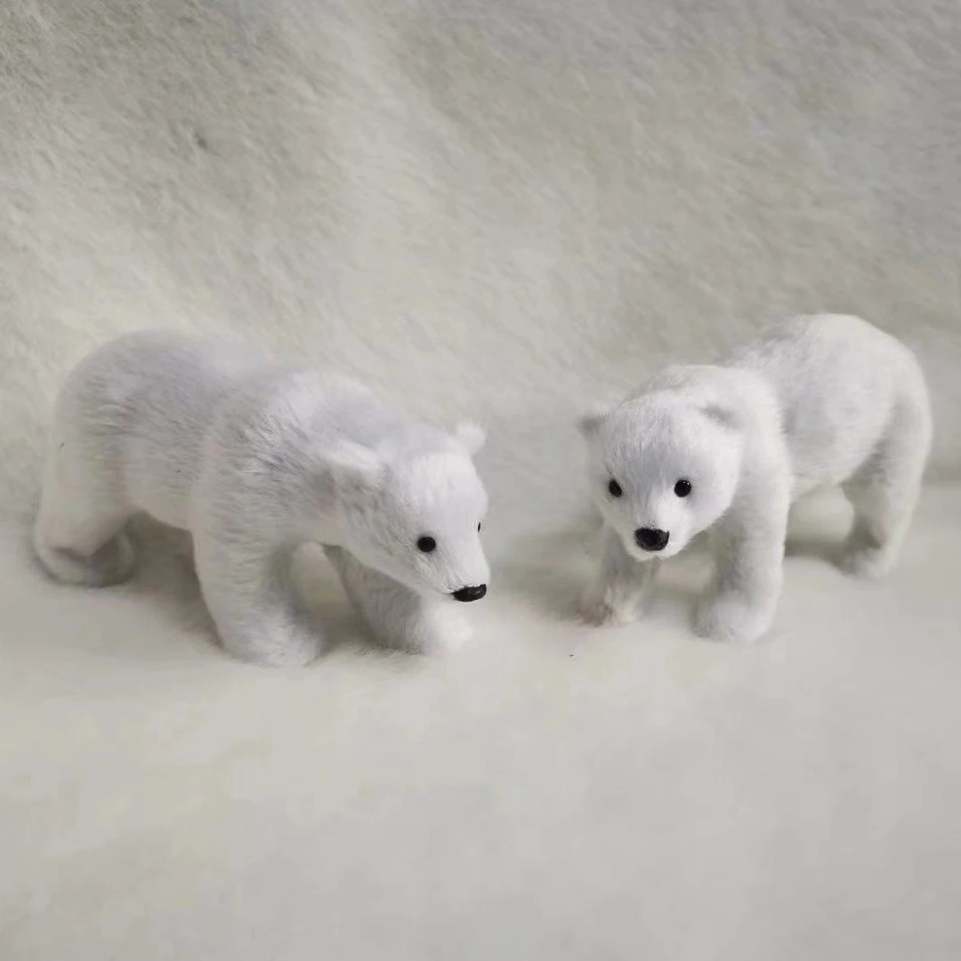 North Pole Animal Statue Mini Christmas Decorations White Polar Bears Sculpture