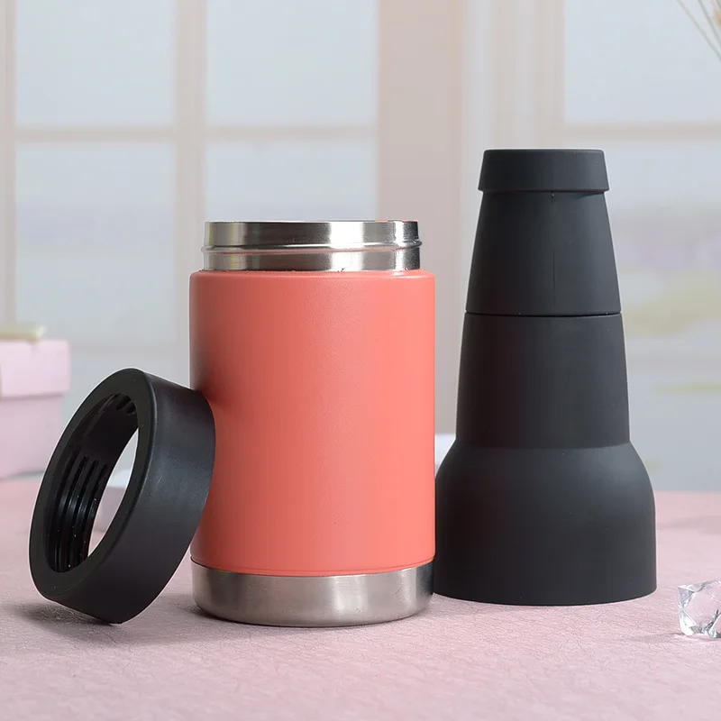 Yeway Custom Logo 3 in 1 Can Cooler Double Wall Vacuum Insulated Can Cooler Insulator Stainless Steel Beer Can  tumblers holdler
