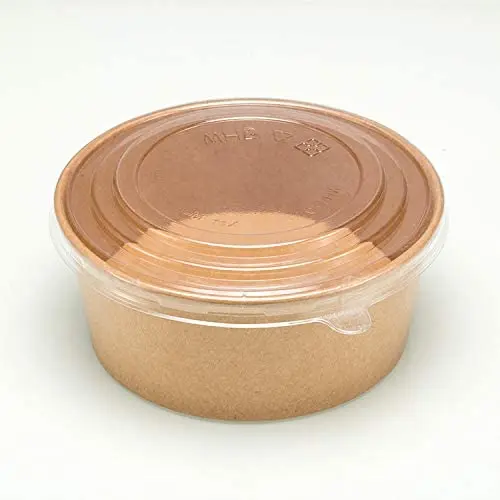 FREE SAMPLE Paper cup45 Pack Deli Kraft Paper Bowl With Secure Clear Lids Eco-Friendly Microwavable Round Food Containers Restau