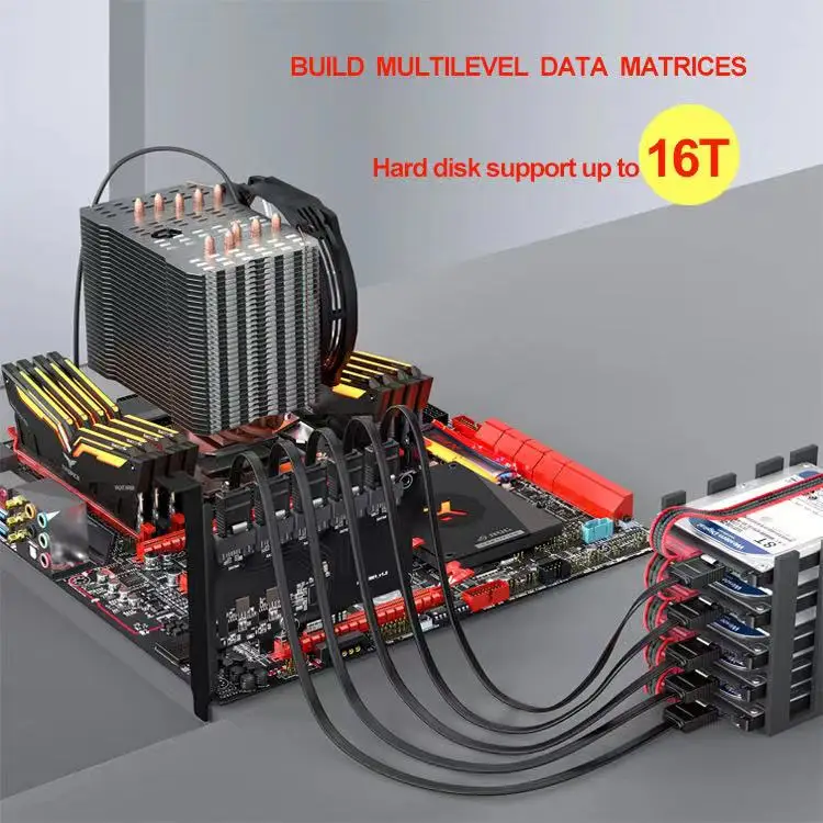 High Efficiency JMB585 Control Chip 6Gbps Expansion Card 5 Port PCIE to Sata3.0 Converter for HDD SSD