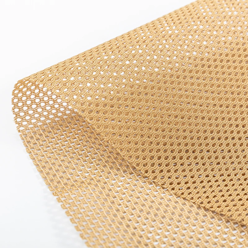 Wholesale Coyote Brown 100%Polyester Cradle Mesh Net Camouflage Knitted Dyed Fabric For Bag Pocket