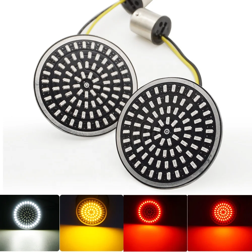 Bullet Turn Signal Indicator Light Lamp 1156 1157 LED Inserts Light for Motorcycle Harley Touring Sportster Glide Dyna FLSTF CVO