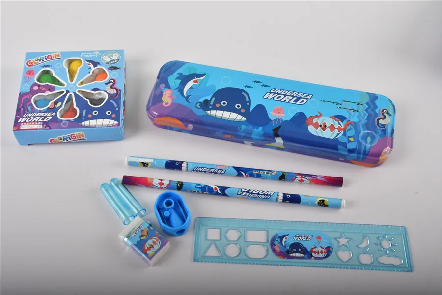 Wholesale Cheap Kawaii Shark School Kit Cute Gift Set For Kids Back To School Supplies Stationery Set