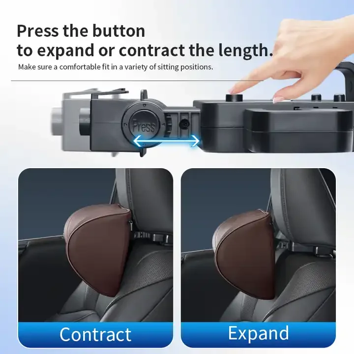 Car Headrest Neck Pillow With Phone IPad Holder Car Seat Headrest Sleep Pillow Neck Support Car Interior Accessories