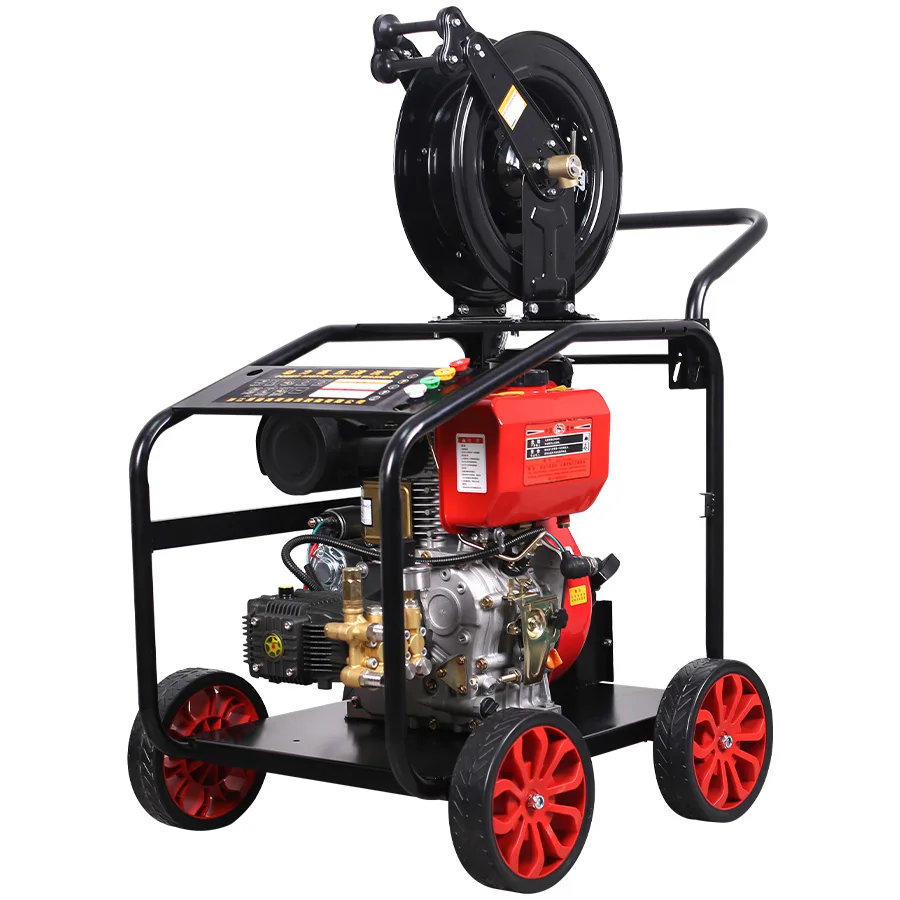 300 бар 12 л.с. 4000psi Машина для мойки автомобилей с дизельным двигателем Промышленный Очиститель канализации колесами мойка высокого давления