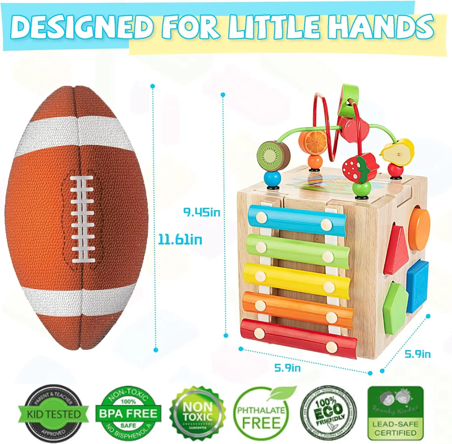 8-in-1 Montessori Toys Boys & Girls Educational Learning Toys Wooden Activity Cube For Toddlers First Birthday Gift