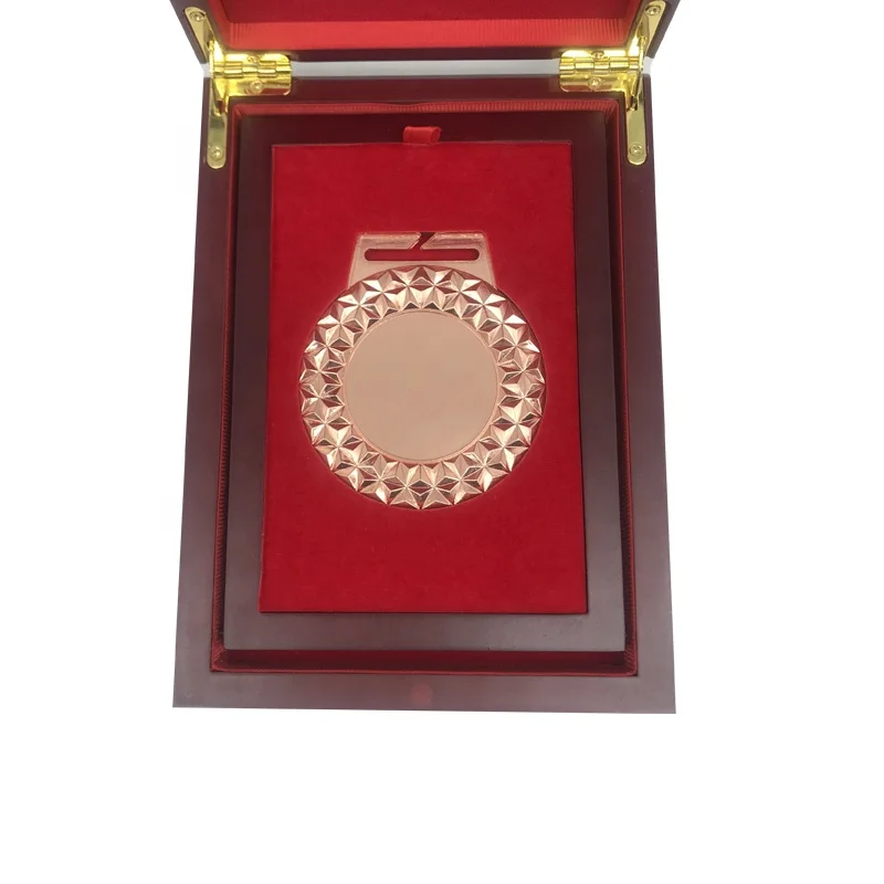 High class championship sport wooden medal box with velvet insert