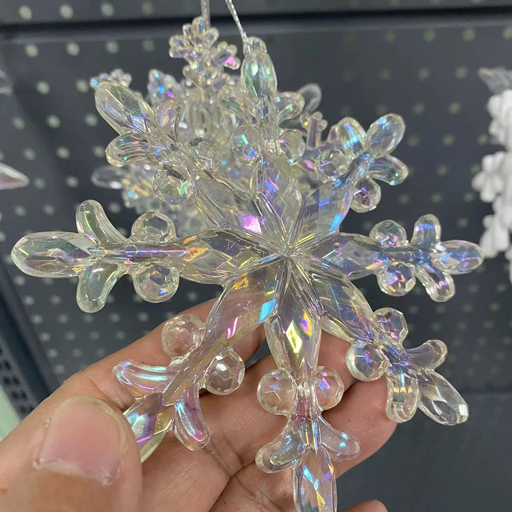 Laser cut clear acrylic Christmas tree decoration custom snowflake acrylic festive party decoration gifts