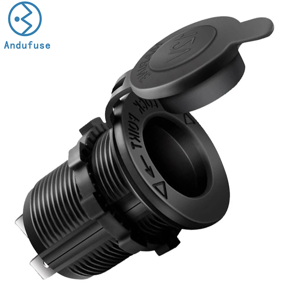 12V/24V Car Cigarette Lighter Socket, for Car Marine Motorcycle ATV RV and More, Car Interior Accessories
