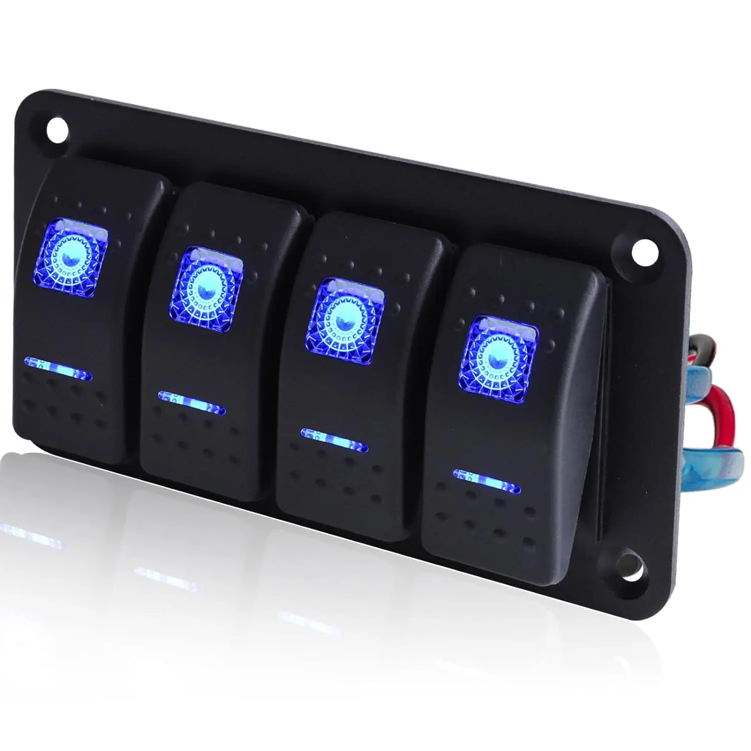 Wide Use Universal 4 Gang 5 Pin 12V Switch Panel ON OFF Marine Boat Rocker Switch Panel for Boat Truck RV Offroad