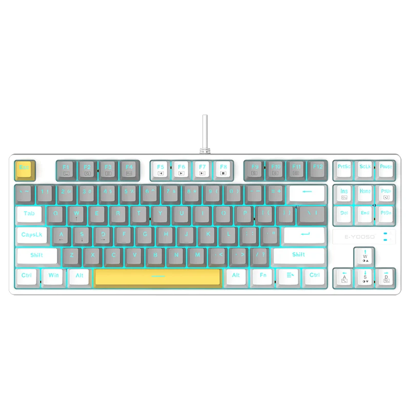 Hot Selling Single LED Backlight Wired Keyboard 87 Keys PBT Double Injection Keycap Type-C Connector Mechanical Gaming Keyboard