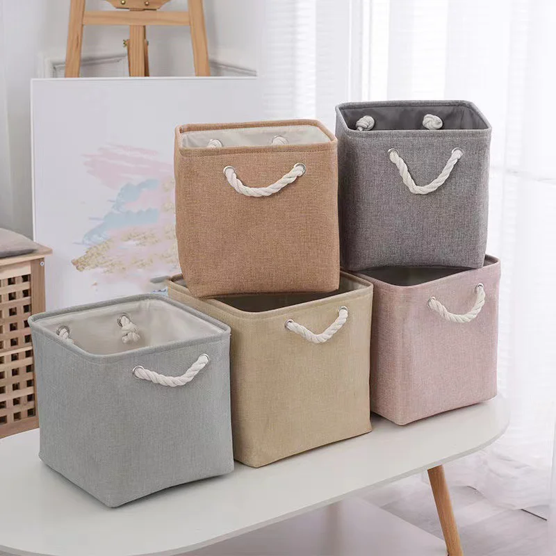 RU Foldable Kids Baby Cloth Storage Basket  Square Canvas Jeans Collection Box  Home Organization Bin for Storage Boxes & Bins