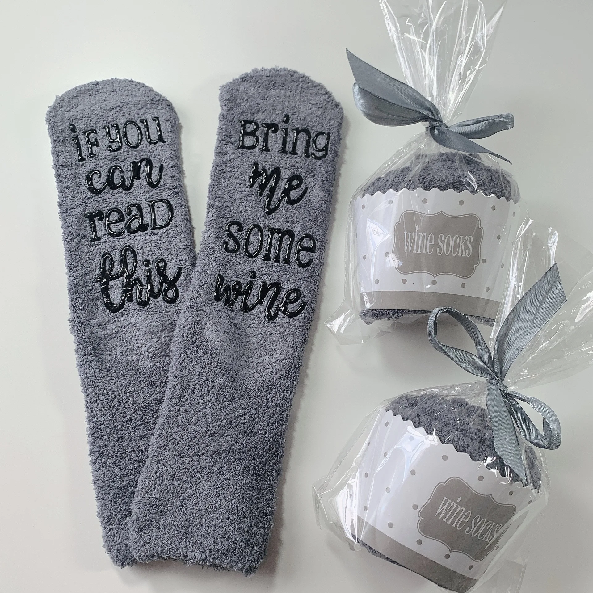 
Women Grip Socks Cute Terry Sock with Cake Package Gift Box if you can read this bring me some wine coffee Good Gift for Girls 