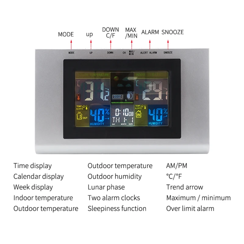Household Wireless Thermometer Hygrometer Digital Modern Weather Station Wall Clock
