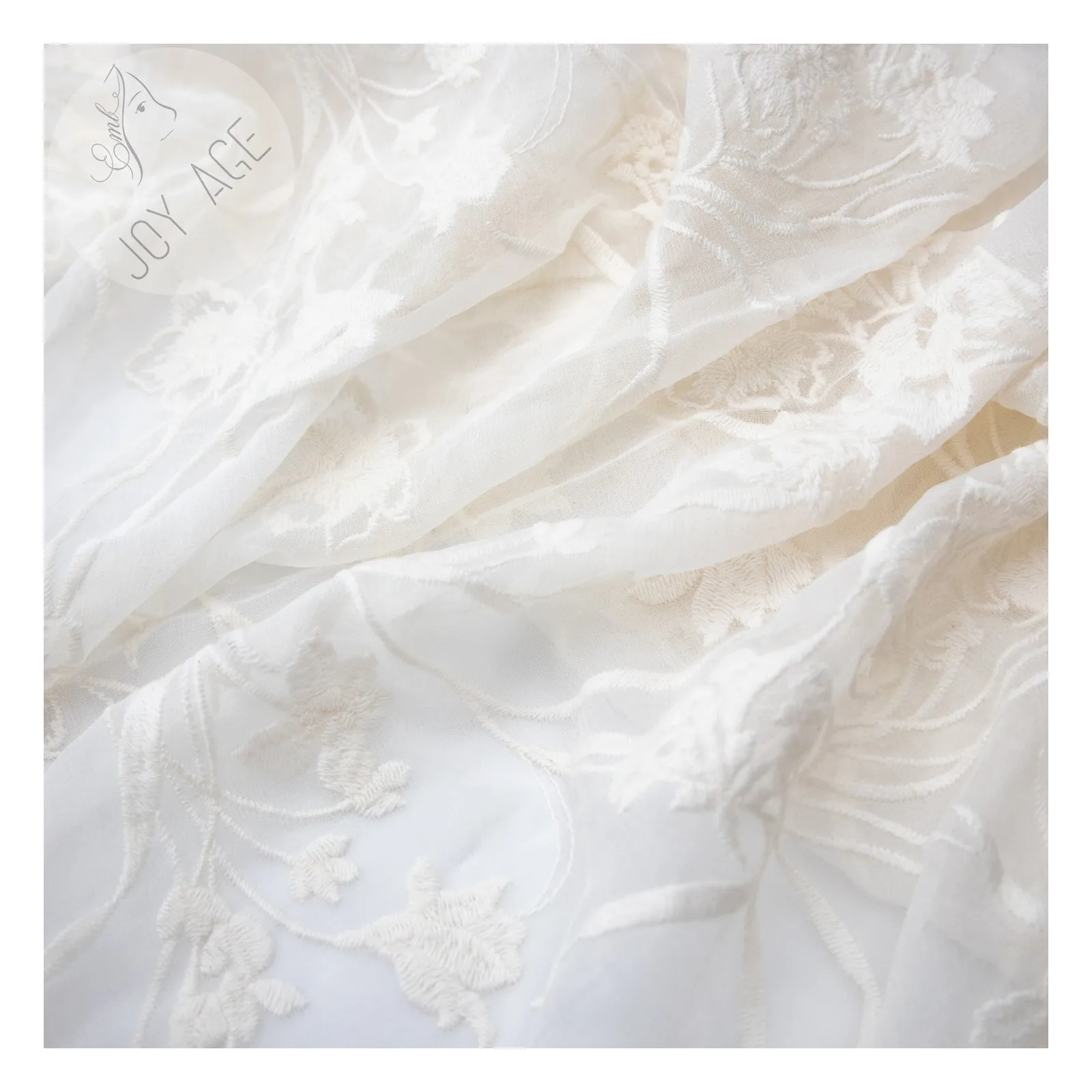 Chinese Factory Supply  Plain Silk Embroidery Lace Flower Multi Coloured Chiffon Fabric For Scarves