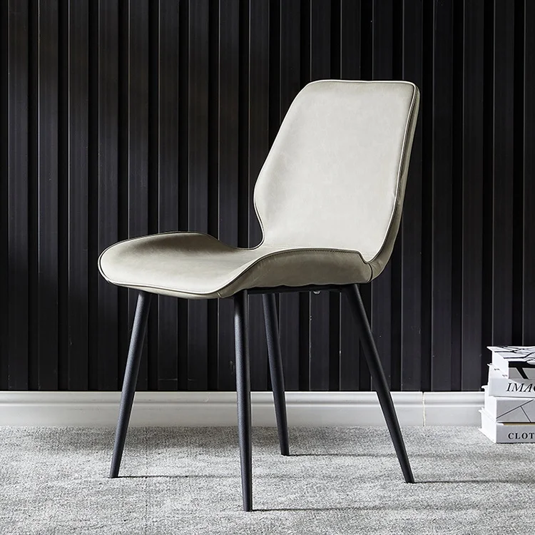 Huihong OEM cadeira W470 D440 H770mm beige nordic leather live makeup chair sillas para comedor cadeira sala jantar