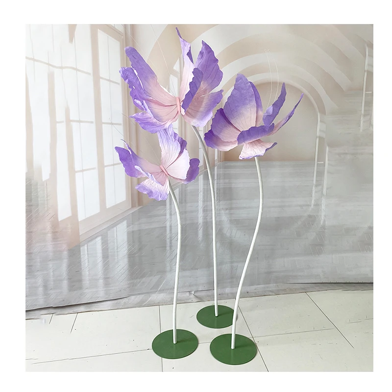 Wholesale Artificial Giant Paper Flower With Stand Decoration For Wedding Event Store Shop Stage Display Hand Made Paper Iris