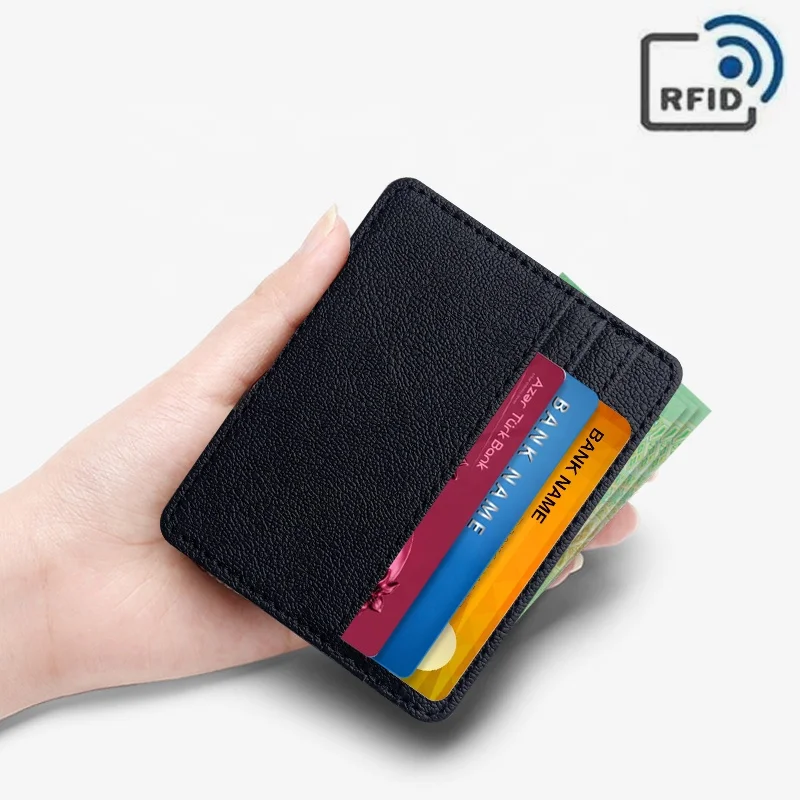Custom Luxure Leather Cardholder rfid Card Wallet For Man and Woman Anti Theft Blocking ID Card Holder