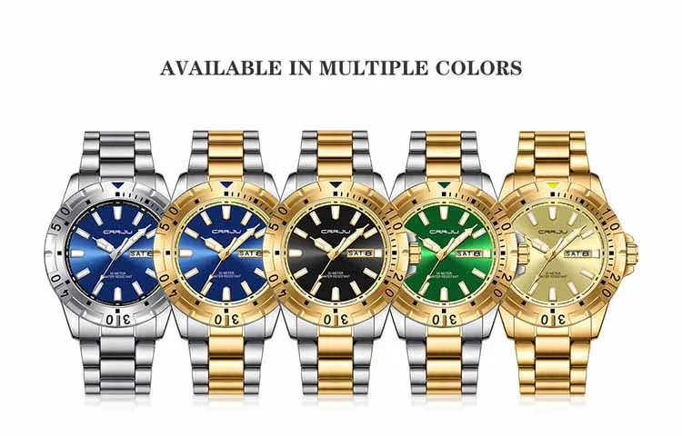 CRRJU 5028 fashion custom brand men quartz watch best Steel Strap waterproof week display advertising business watch supplier