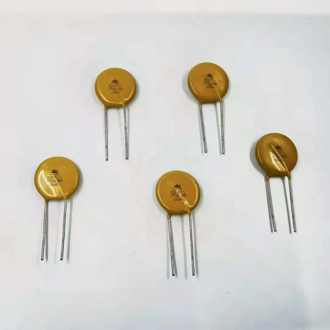 China ODM electronics components , yellow MOV 20mm  HVR20D511K zinc Oxide  Varistor for power supply equipment