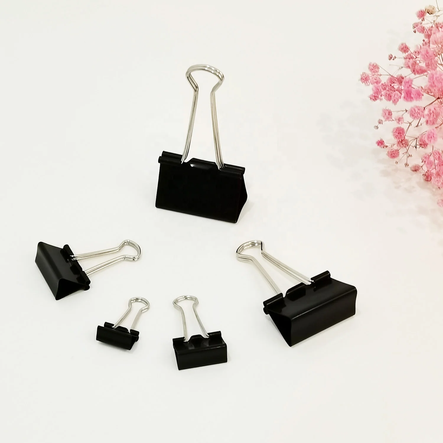 Quality standard black office desktop file metal paper binder clips