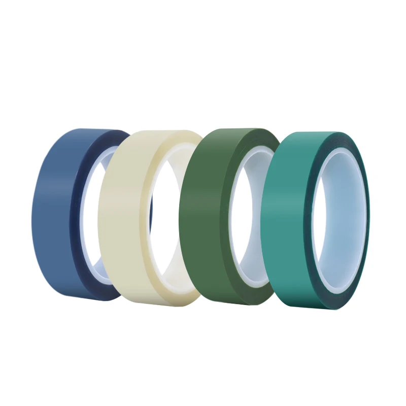 Factory Supply Heat Resistant Silicone Adhesive Tape 25mm 50mm For Lithium Battery Packing High Temperature Green PET Tape