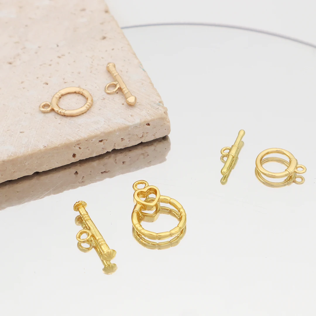 Diy Wholesale Custom Women Heart Round Toggle Clasp Bracelet Necklace Charm Jewelry Gold Plated OT Clasp For Making Accessory