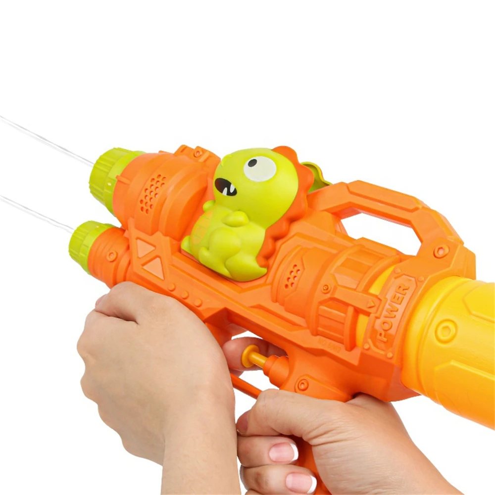 Children Cartoon Dinosaur Large Capacity Water Storage Tank Single Double Nozzle Plastic Water Gun Toy