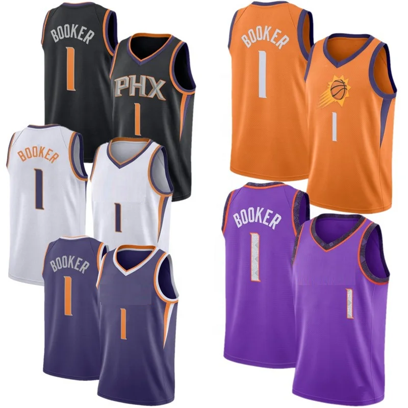 
 Сшитая Баскетбольная одежда Devin Booker рубашки Phoenix Sun Devin Booker баскетбольная майка  