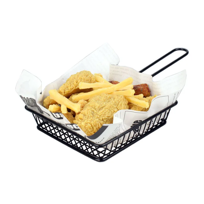 American Creative Mini Stainless Steel Square Fries Basket Iron Fried Basket for Home Restaurant Fry Chicken Snack French Fries